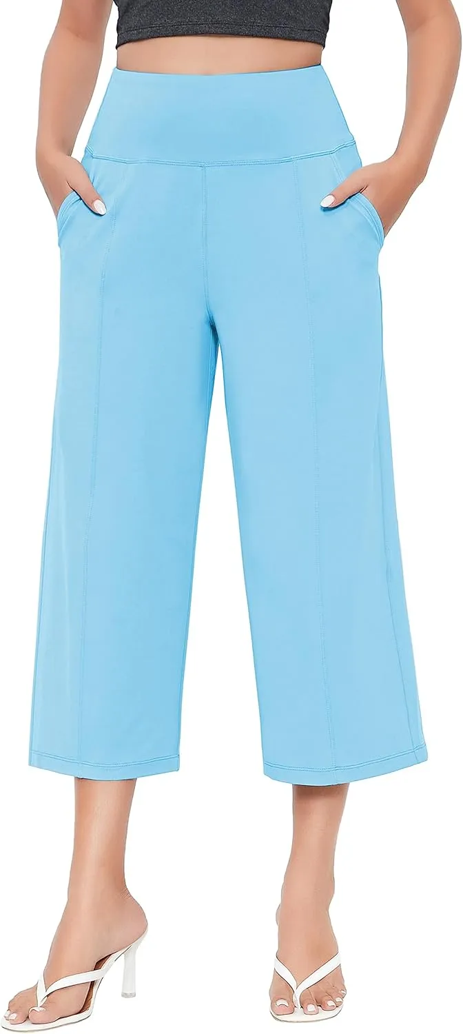 BUBBLELIME Women's Bootleg Yoga Capris Pants High Waist Workout Lounge Flare Crop Pants with Pockets