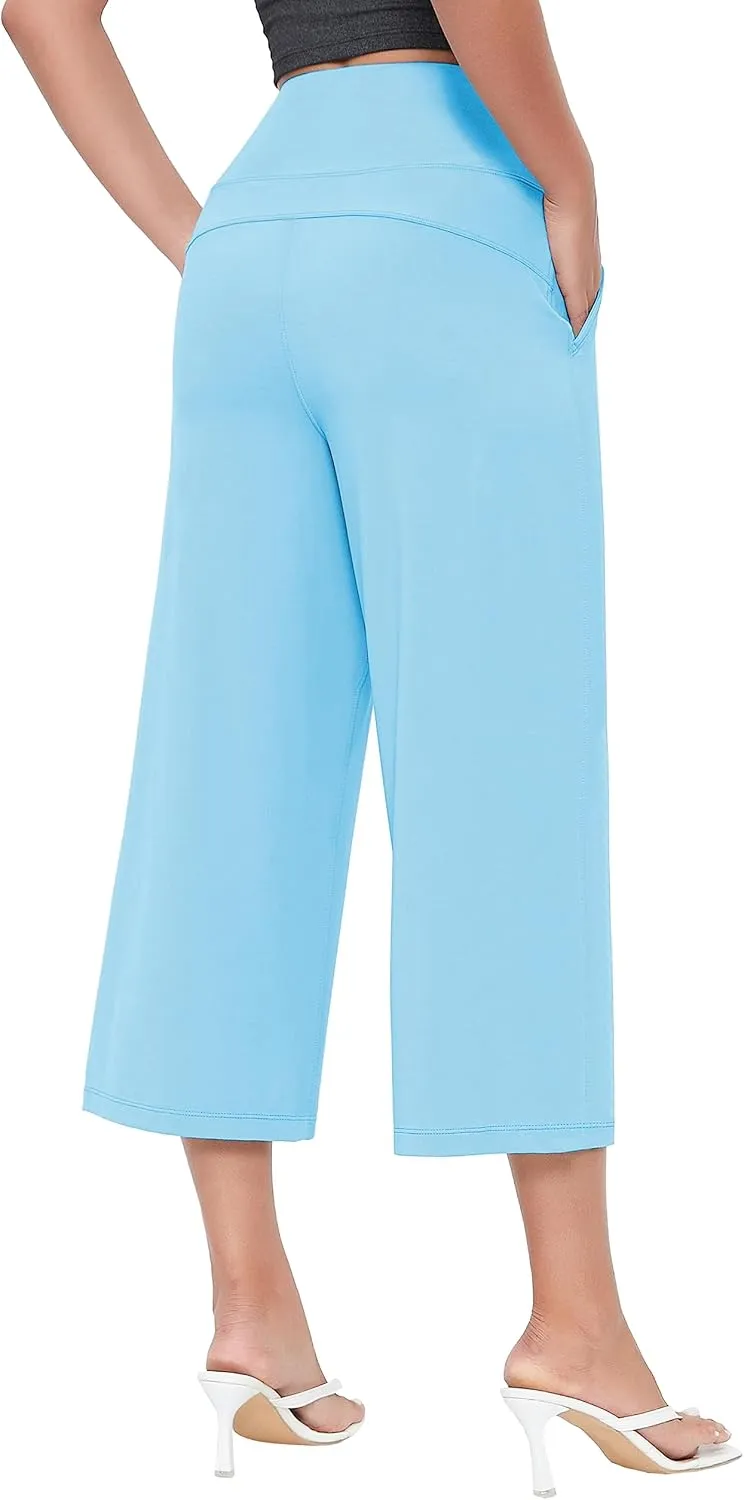 BUBBLELIME Women's Bootleg Yoga Capris Pants High Waist Workout Lounge Flare Crop Pants with Pockets