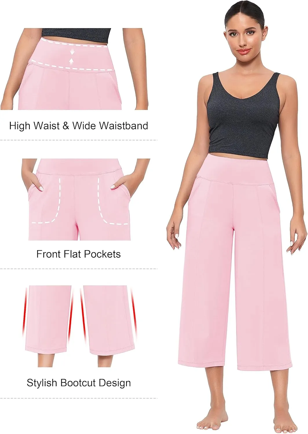 BUBBLELIME Women's Bootleg Yoga Capris Pants High Waist Workout Lounge Flare Crop Pants with Pockets