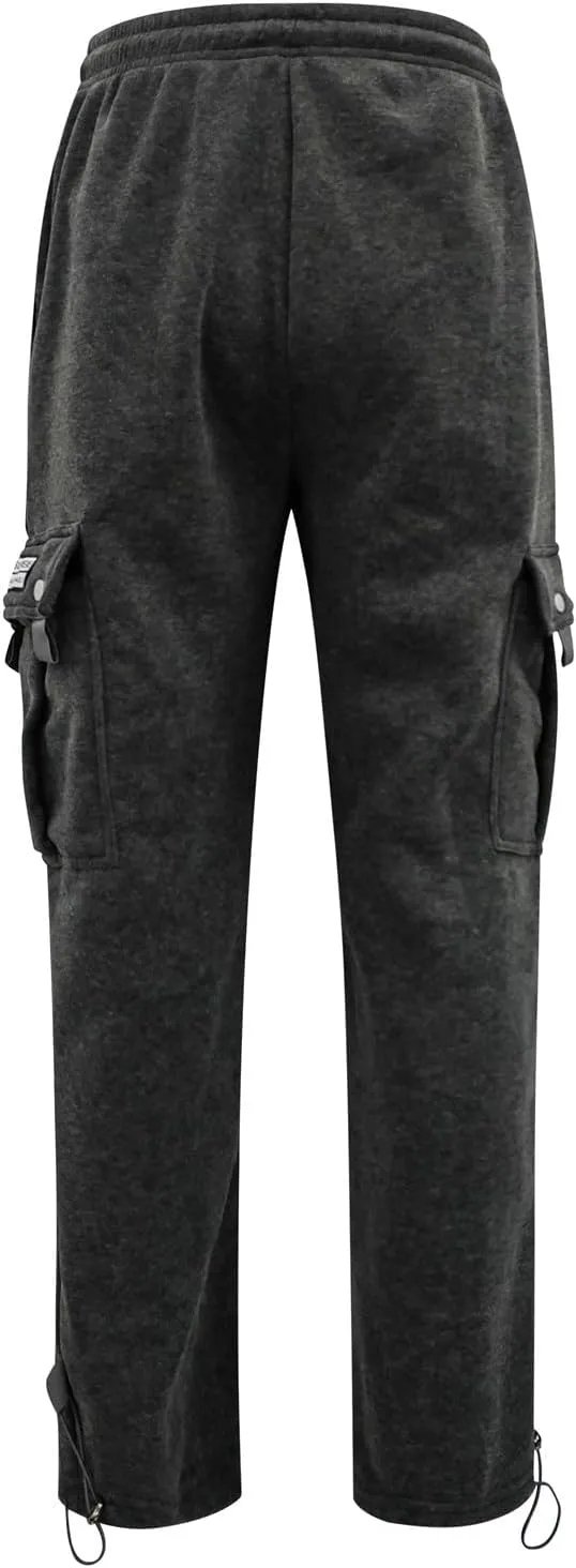 Cargo Sweatpants for Men Drawstring Baggy Elastic Work Hiking Pants Straight Loose Fit Outdoor Joggers with Pockets