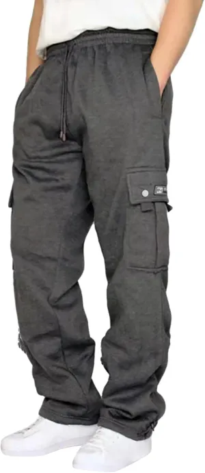 Cargo Sweatpants for Men Drawstring Baggy Elastic Work Hiking Pants Straight Loose Fit Outdoor Joggers with Pockets