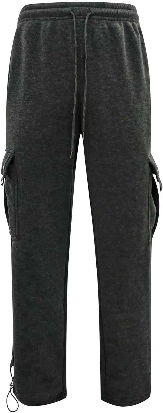 Cargo Sweatpants for Men Drawstring Baggy Elastic Work Hiking Pants Straight Loose Fit Outdoor Joggers with Pockets