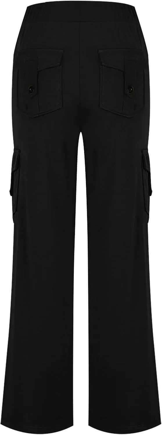 Cargo Yoga Pants for Women Trouser Style Flare Leggings with Pockets Boot Cut High Waist Long Workout Yoga Pants