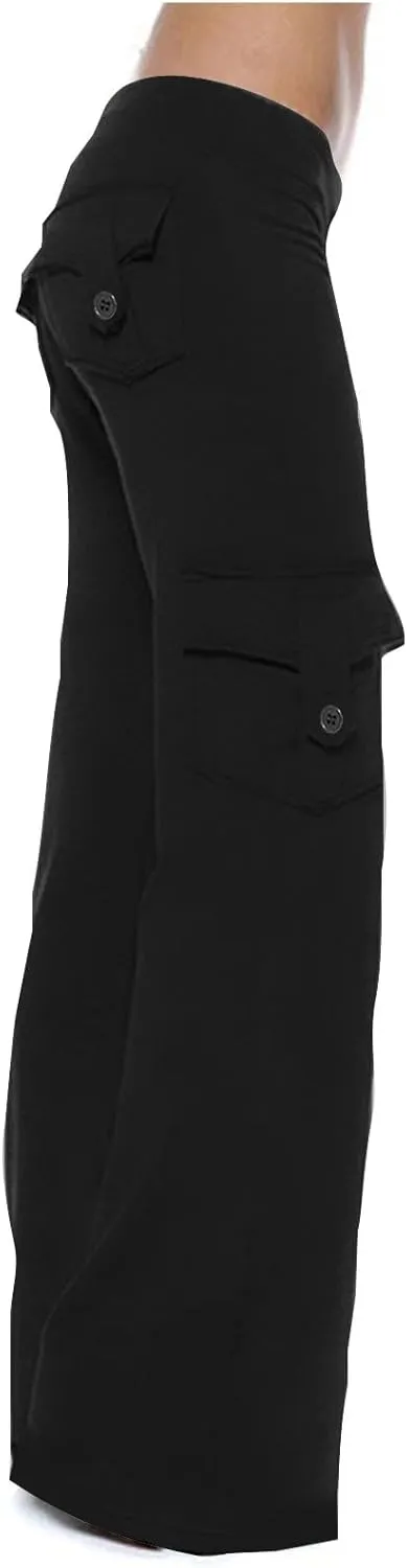 Cargo Yoga Pants for Women Trouser Style Flare Leggings with Pockets Boot Cut High Waist Long Workout Yoga Pants