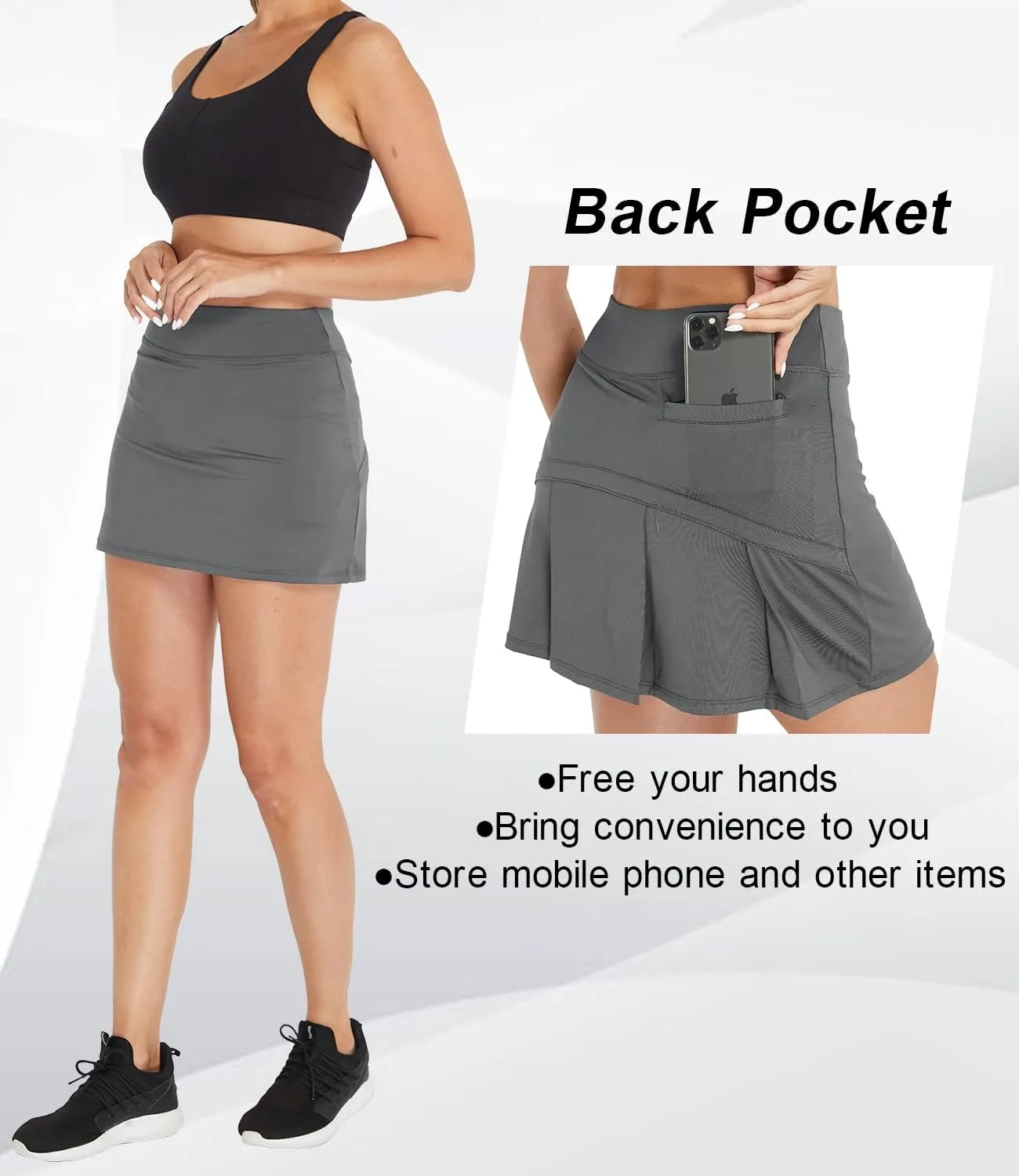 Cityoung Women's Athletic Pleated Golf Skirt with Shorts Pockets Running Tennis Workout Skorts