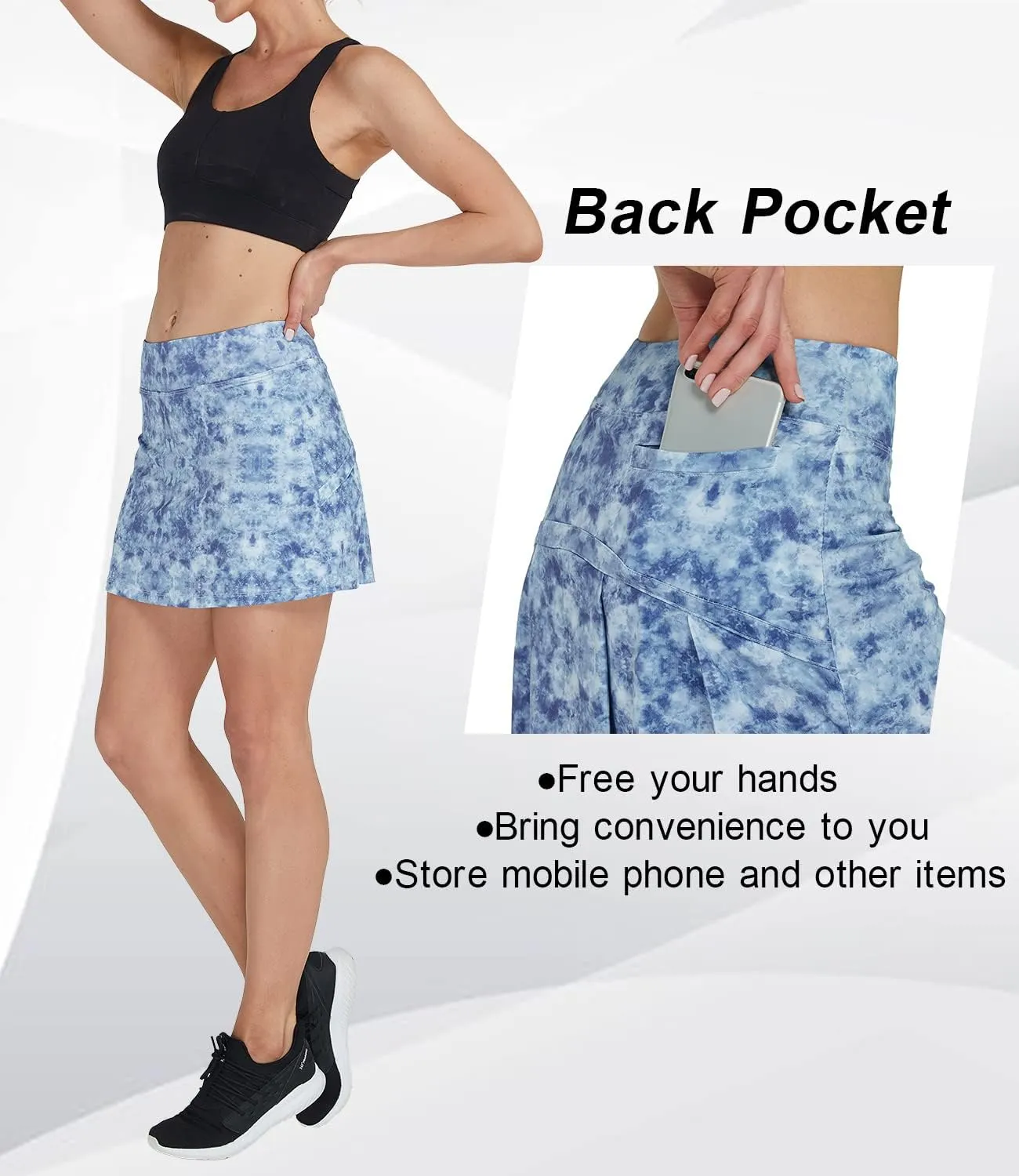 Cityoung Women's Athletic Pleated Golf Skirt with Shorts Pockets Running Tennis Workout Skorts