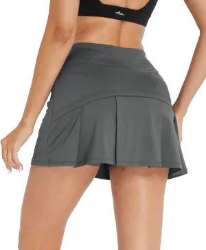 Cityoung Women's Athletic Pleated Golf Skirt with Shorts Pockets Running Tennis Workout Skorts