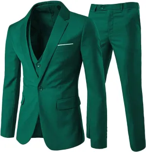 Cloudstyle Mens 3-Piece Suit Notched Lapel One Button Slim Fit Formal Jacket Vest Pants Set