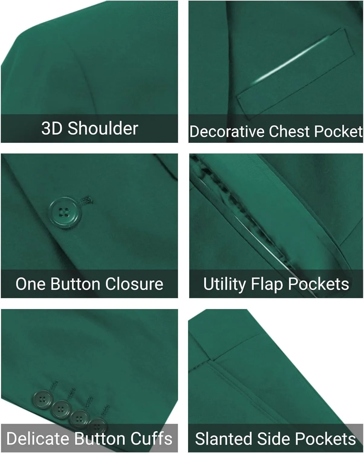 Cloudstyle Mens 3-Piece Suit Notched Lapel One Button Slim Fit Formal Jacket Vest Pants Set
