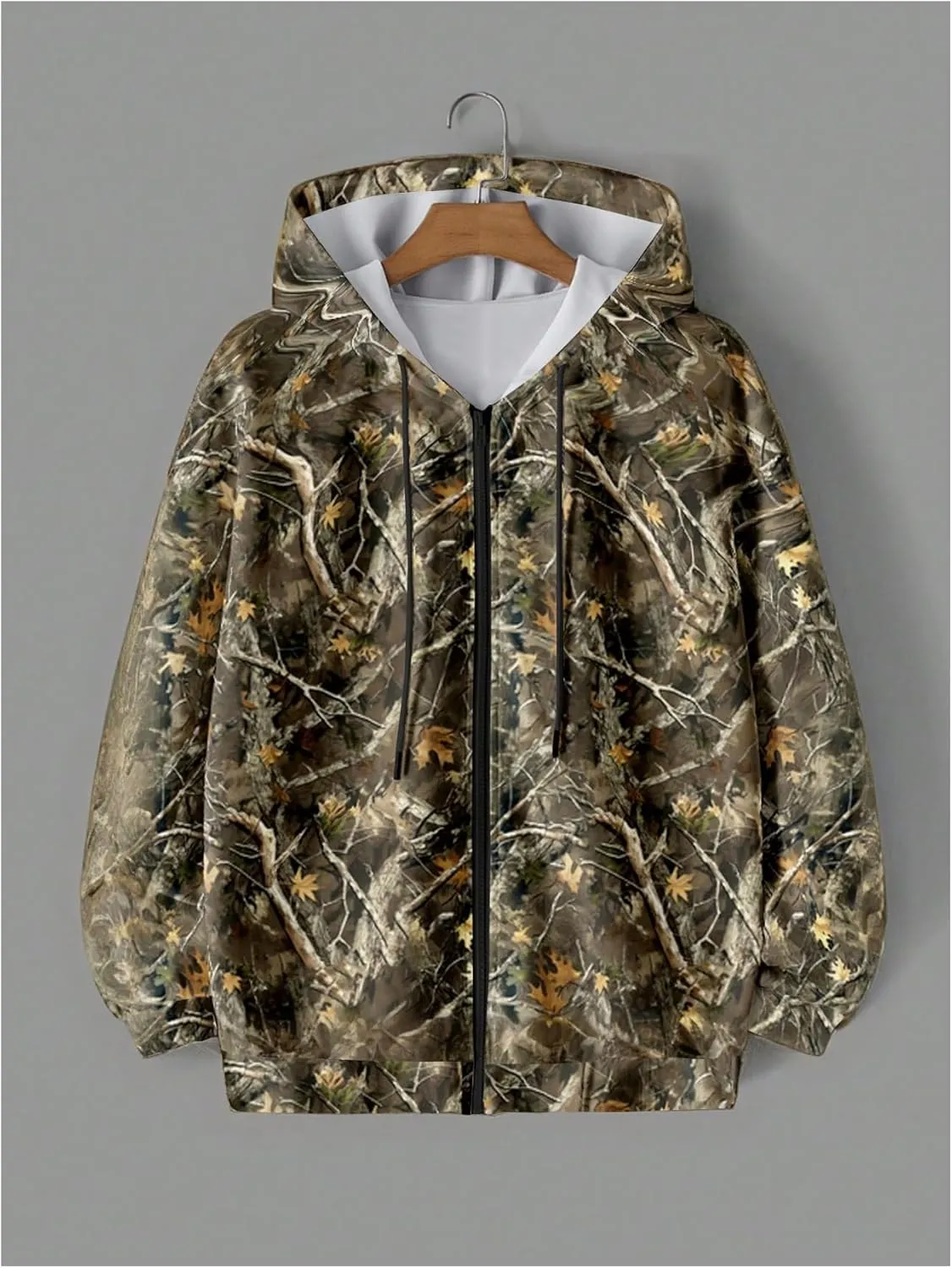 COZYEASE Women's Oversized Camo Zip Up Hoodie Long Sleeve Drawstring Sweatshirt Vintage Tops