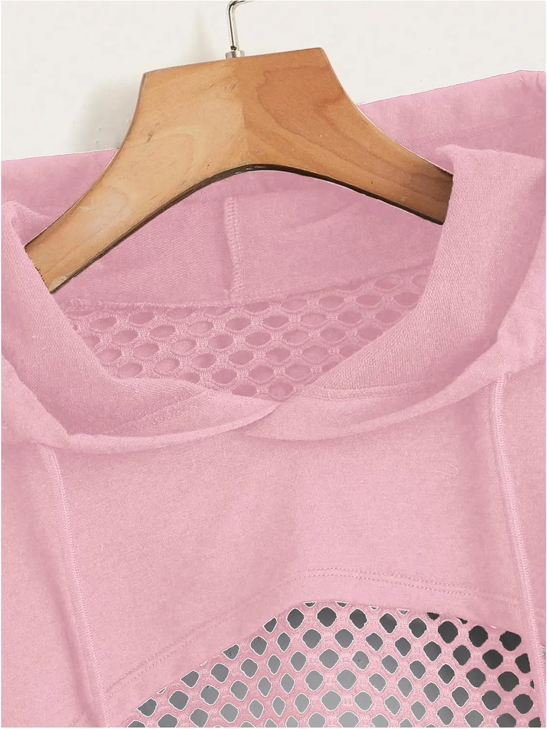 COZYEASE Women's Sports Cropped Sweatshirt Hollow Out Crop Tops Drop Shoulder Drawstring Pullover Cropped Hoodie