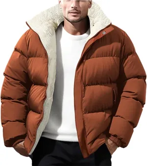 crazynekos Mens Cotton Down Jackets Winter Warm Padded Coats Outwear Fleece Sweatshirt