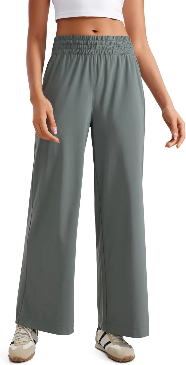 CRZ YOGA Lightweight Wide Leg Pants for Women 30" High Waisted Casual Lounge Travel Work Sweatpants Loose Fit Summer