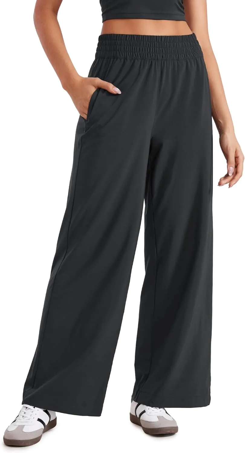 CRZ YOGA Lightweight Wide Leg Pants for Women 30" High Waisted Casual Lounge Travel Work Sweatpants Loose Fit Summer