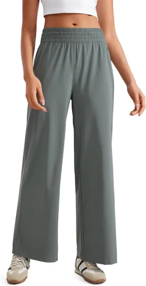 CRZ YOGA Lightweight Wide Leg Pants for Women 30" High Waisted Casual Lounge Travel Work Sweatpants Loose Fit Summer