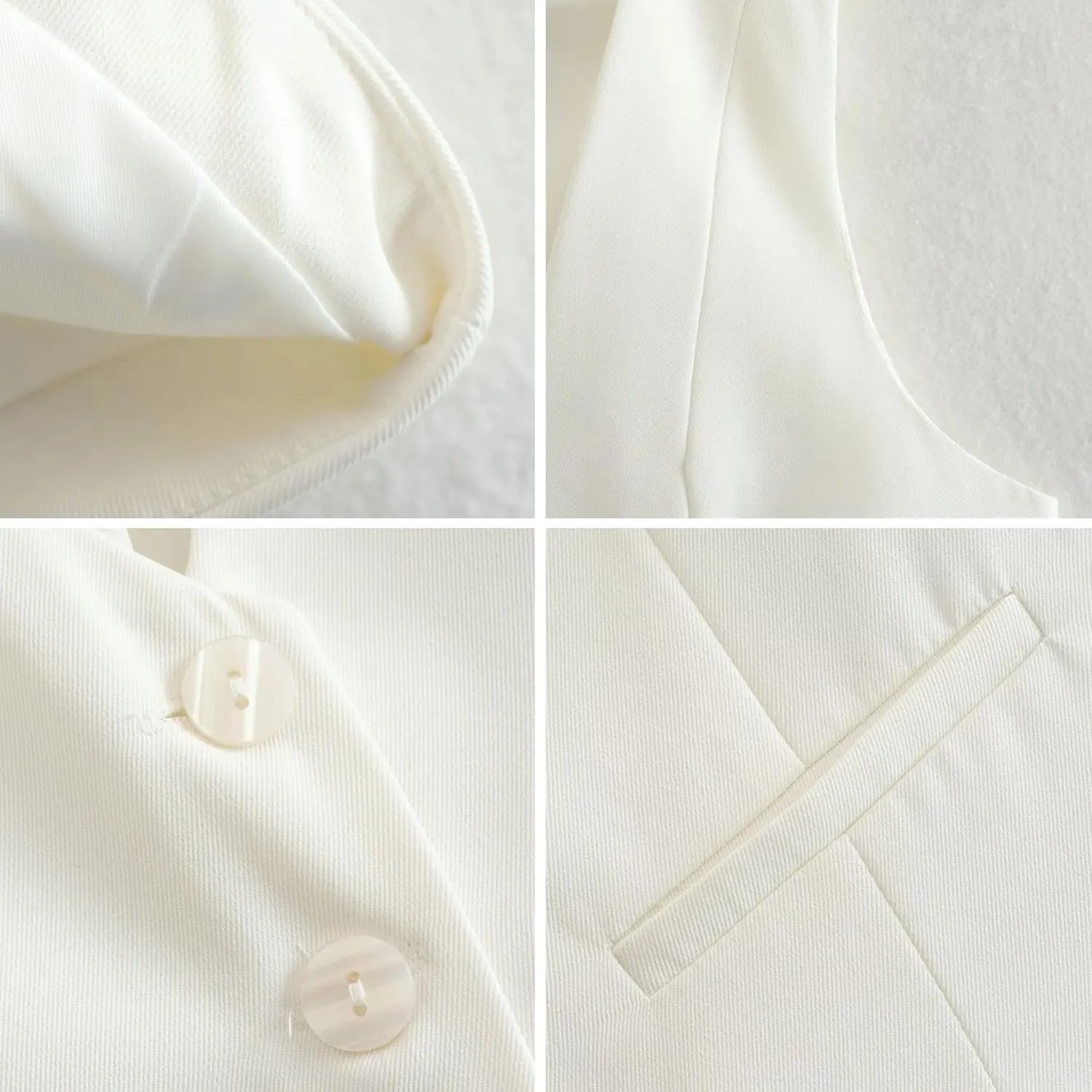 FindThy Women's Cropped Suit Vest Dressy V Neck Button Down Blazer Jacket Waistcoat