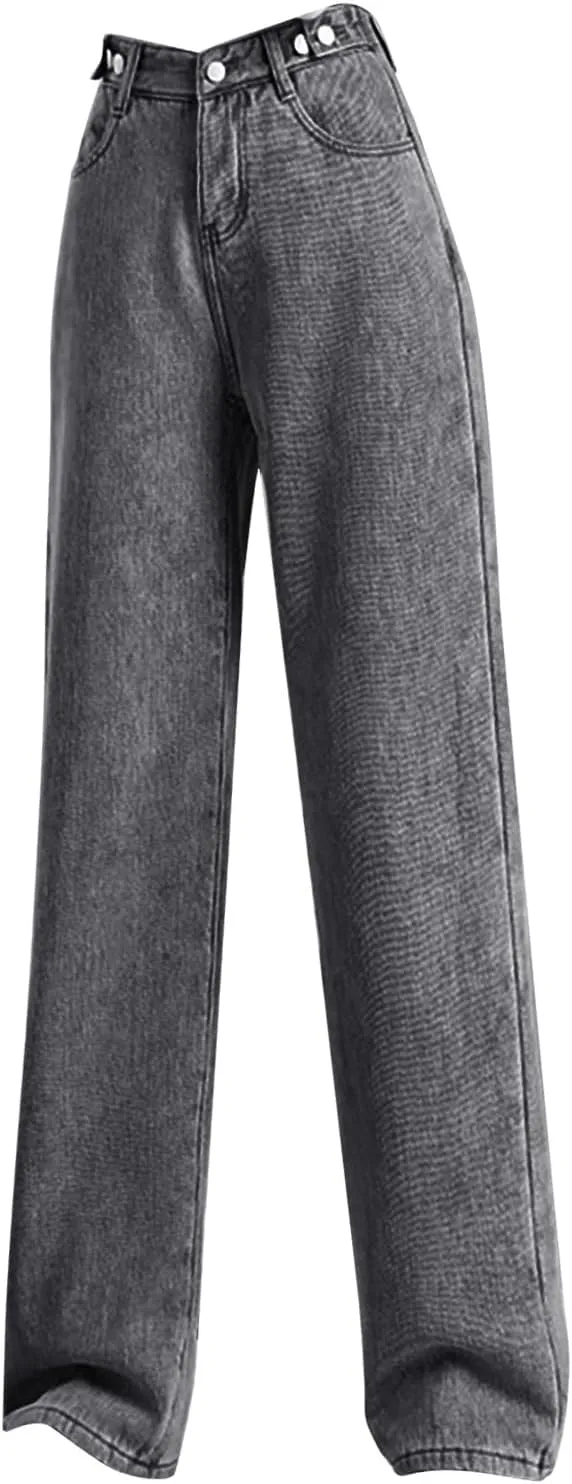Fleece Lined Jeans Women High Waisted Straight Wide Leg Bootcut Denim Pants Fall Trendy Dressy Casual Plus Size Jean
