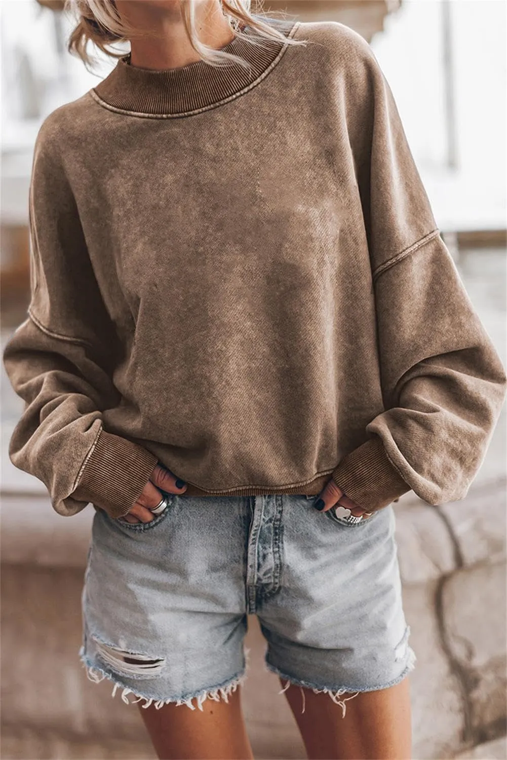 Fronage Women's Crewneck Batwing Long Sleeve Sweatshirt 2023 Fall Oversized Pullover Loose Fit Hoodie Tops