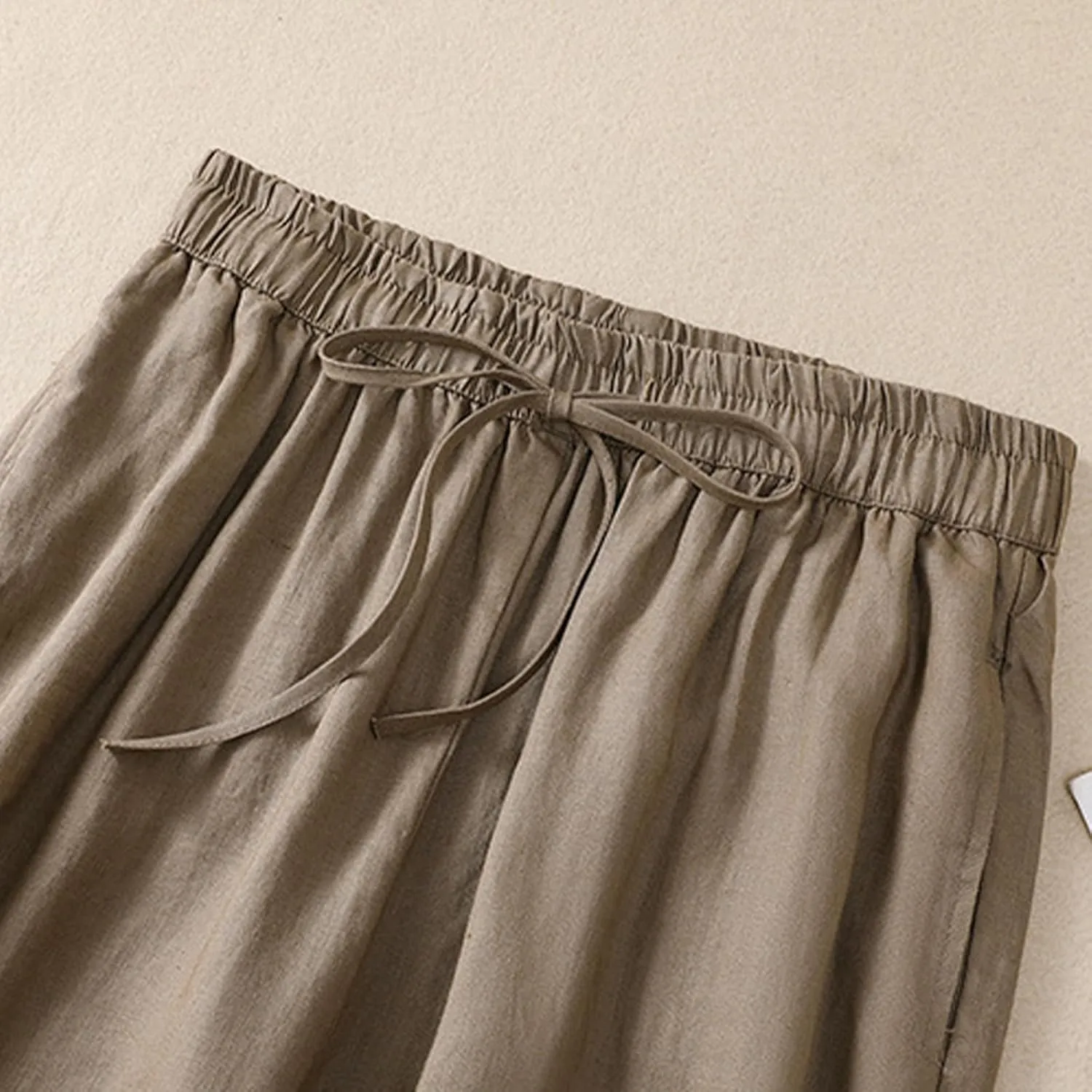 FZYLQY Cotton Linen Pants Women Wide Leg Hight Waisted Palazzo Pants Loose Fit Elastic Waist Summer Dressy Casual Trousers