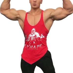 GYMAPE Mens Stringer Gym Bodybuilding Tank Tops Cotton for Workout with Arch Hem