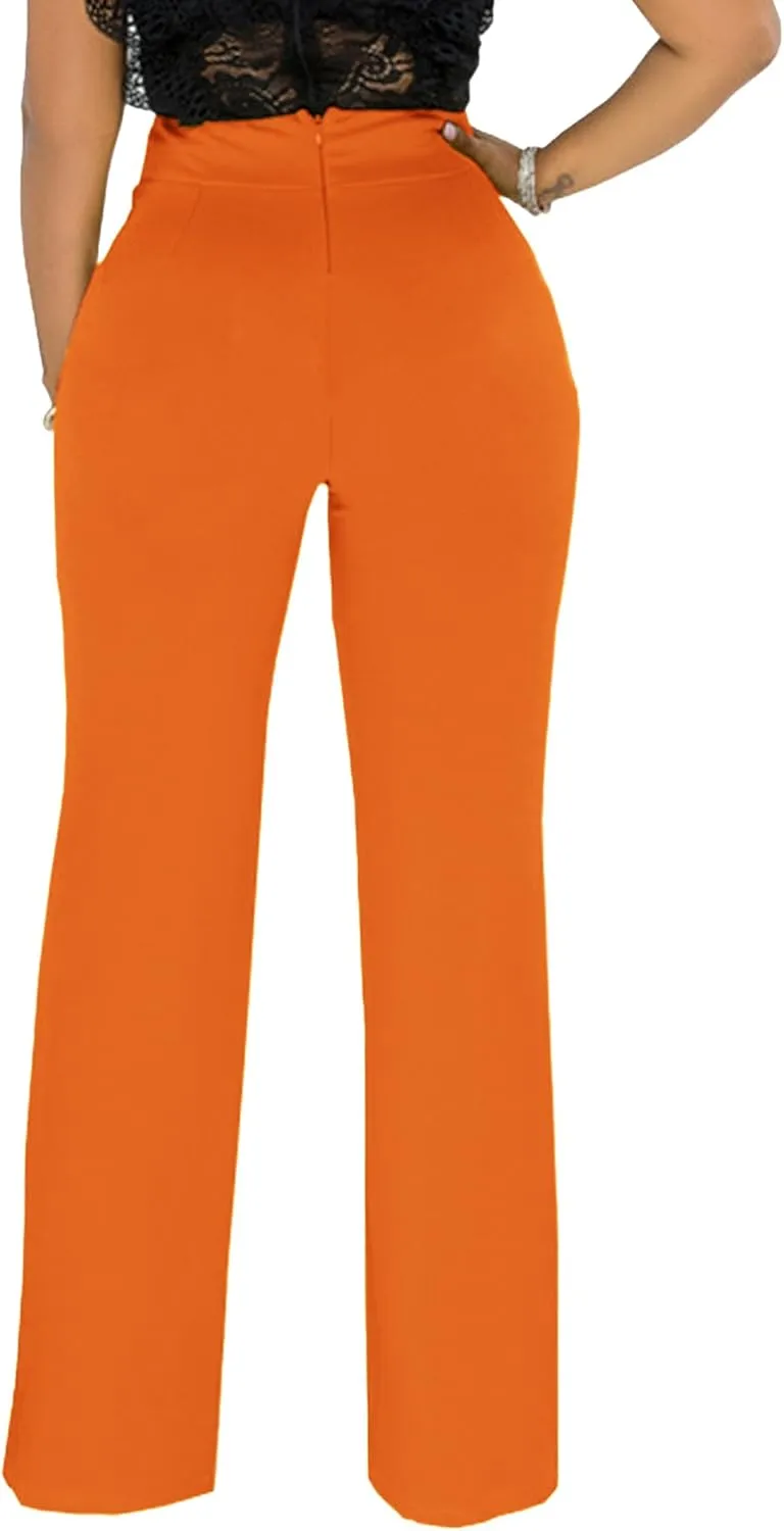 Hoefirm Work Pants for Women Business Casual Stretch Tall Straight Leg Slacks High Waisted Yoga Dress Pants