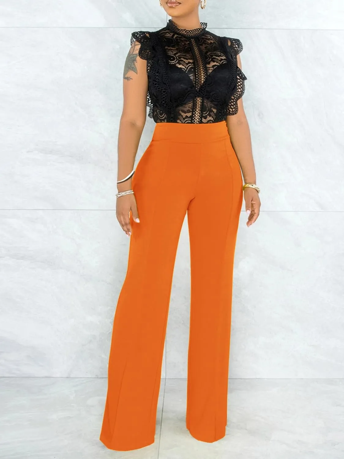 Hoefirm Work Pants for Women Business Casual Stretch Tall Straight Leg Slacks High Waisted Yoga Dress Pants