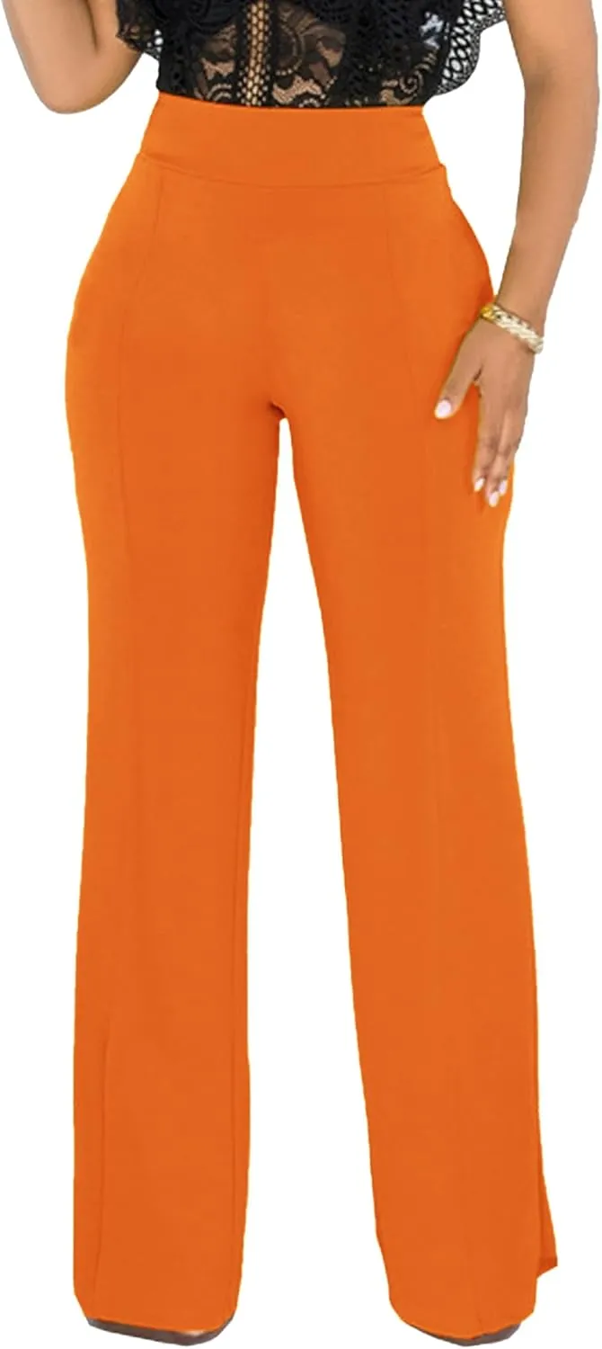 Hoefirm Work Pants for Women Business Casual Stretch Tall Straight Leg Slacks High Waisted Yoga Dress Pants