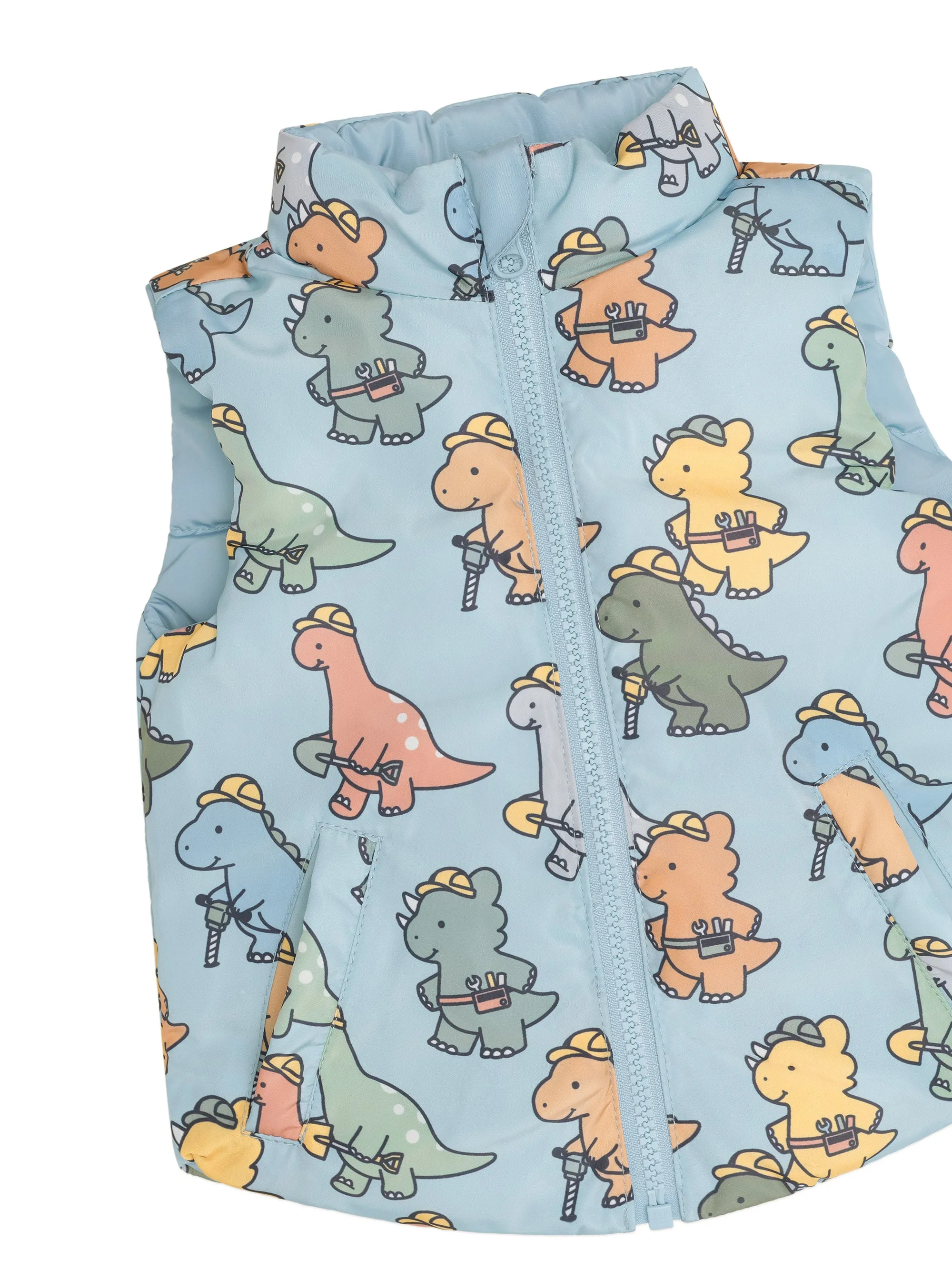 Huxbaby Construction Dinos Reversible Vest - Marine Blue