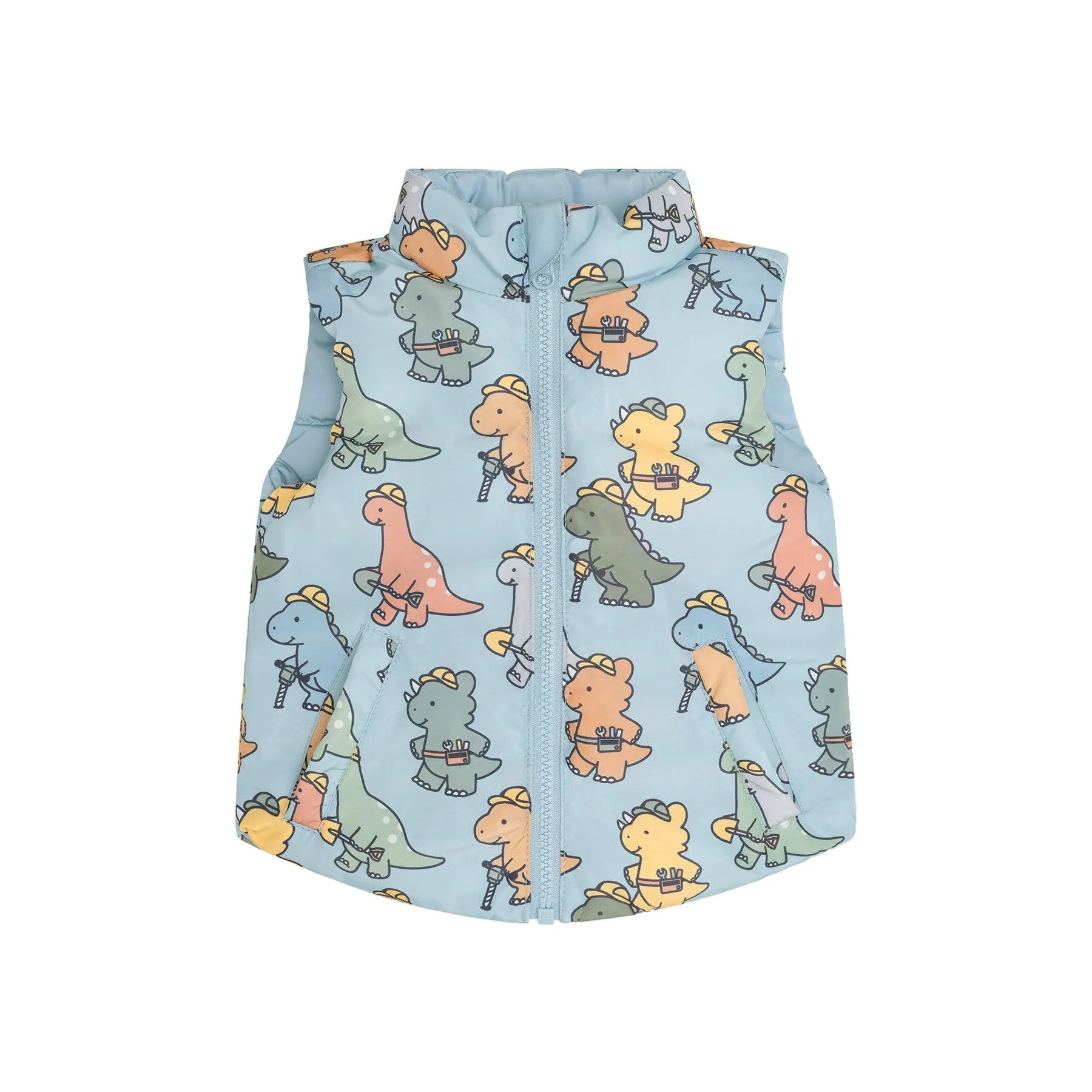 Huxbaby Construction Dinos Reversible Vest - Marine Blue