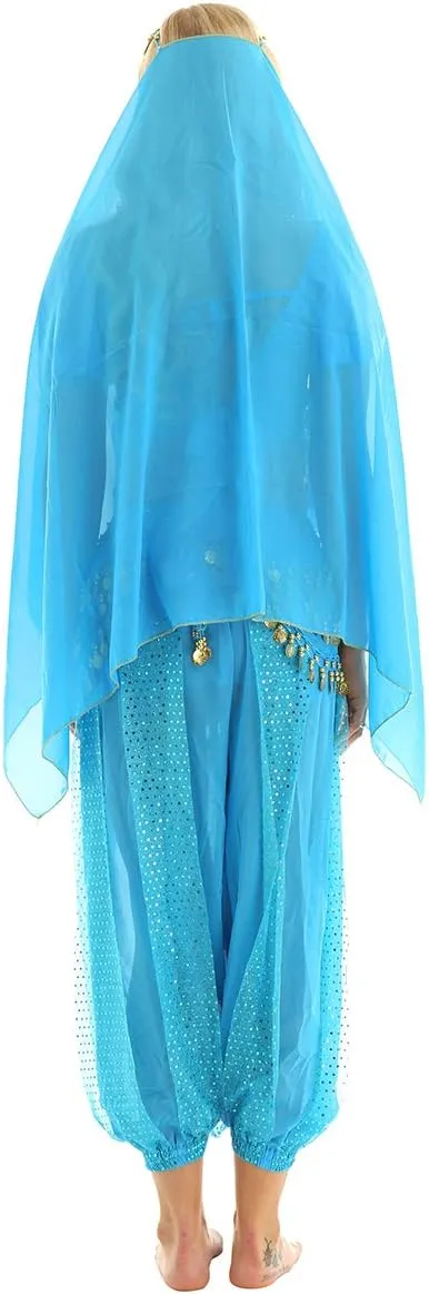 India Belly Dance Costume for Womens Sequin Top Harem Pants Hip Scarf Bollywood Fancy Dress Outfits