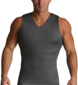 Insta Slim Mens Compression Sleeveless V Neck Muscle Shirt- Slimming Body Shaper Undershirt