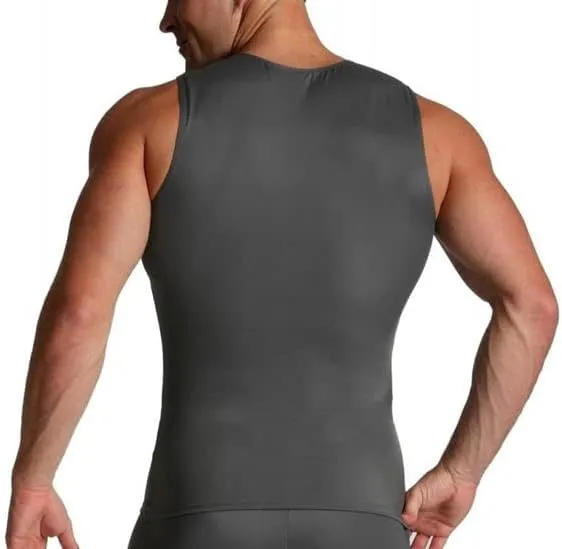 Insta Slim Mens Compression Sleeveless V Neck Muscle Shirt- Slimming Body Shaper Undershirt