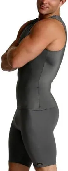 Insta Slim Mens Compression Sleeveless V Neck Muscle Shirt- Slimming Body Shaper Undershirt