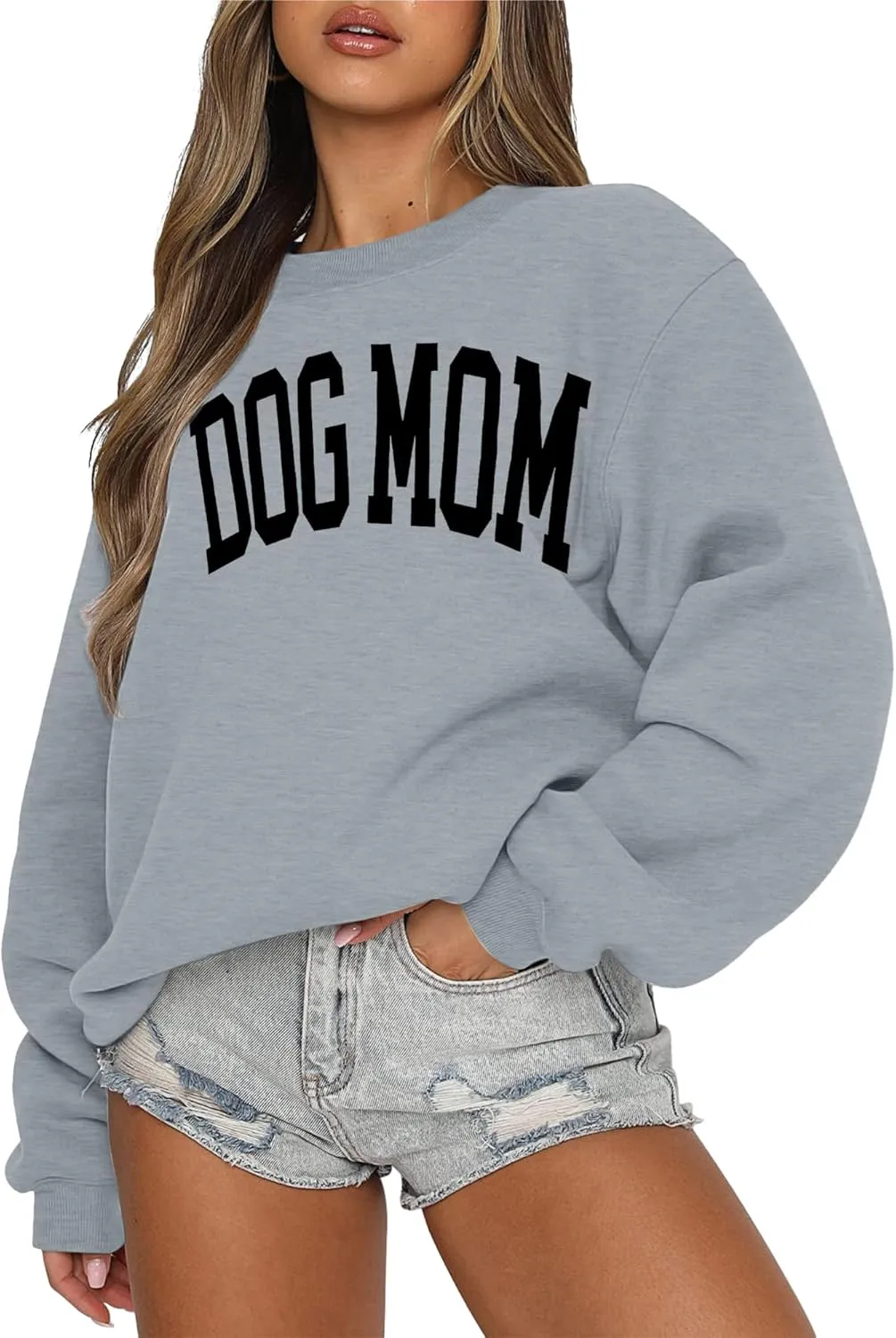 KNEYATTA Dog Mom Sweatshirt Women Dog Lover Sweatshirt Funny Graphic Sweatshirts Dog Mam Pullover Tops