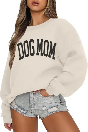 KNEYATTA Dog Mom Sweatshirt Women Dog Lover Sweatshirt Funny Graphic Sweatshirts Dog Mam Pullover Tops