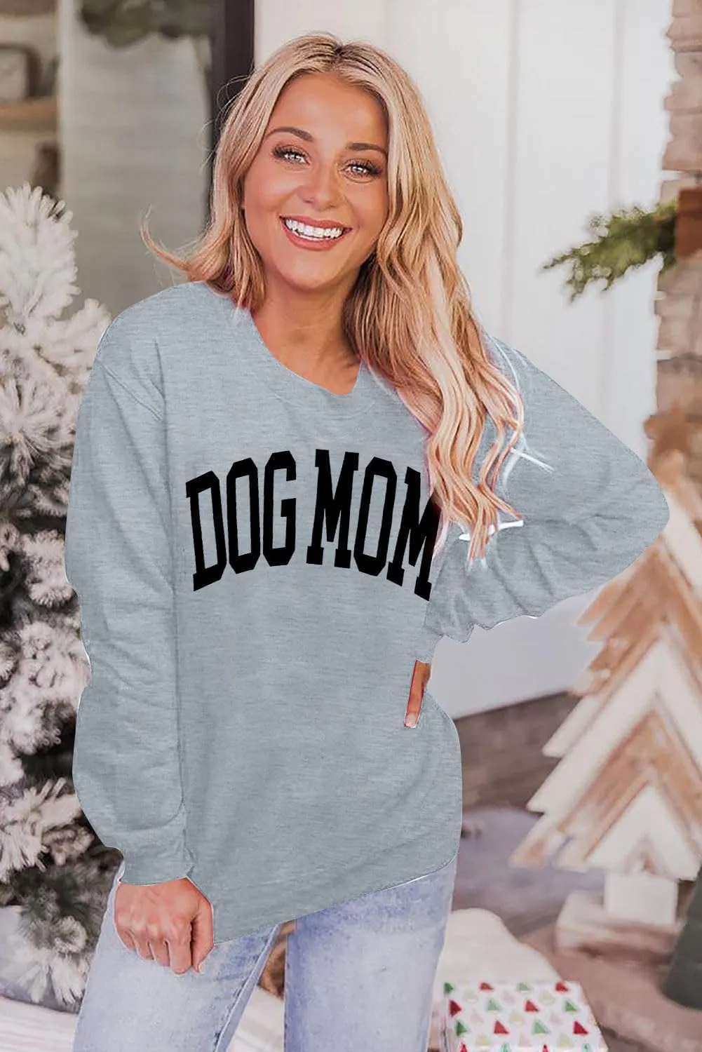KNEYATTA Dog Mom Sweatshirt Women Dog Lover Sweatshirt Funny Graphic Sweatshirts Dog Mam Pullover Tops