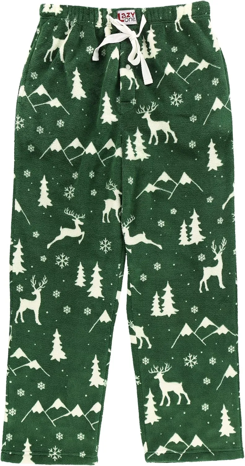 Lazy One Men's Fleece Pajama Pants, Nordic Fleece Pajama Bottoms for Men, Warm Pajama Pants
