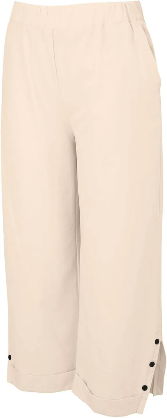Linen Pants for Women Elastic Pants Long Linen Women Cotton Casual Slit Trouser Pants with Pockets Summer 2025