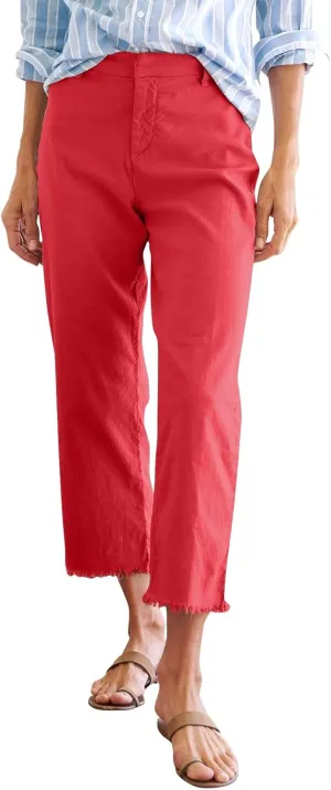 Linen Pants for Women, Straight Leg Casual Pants Drawstring Linen Peasant Teacher