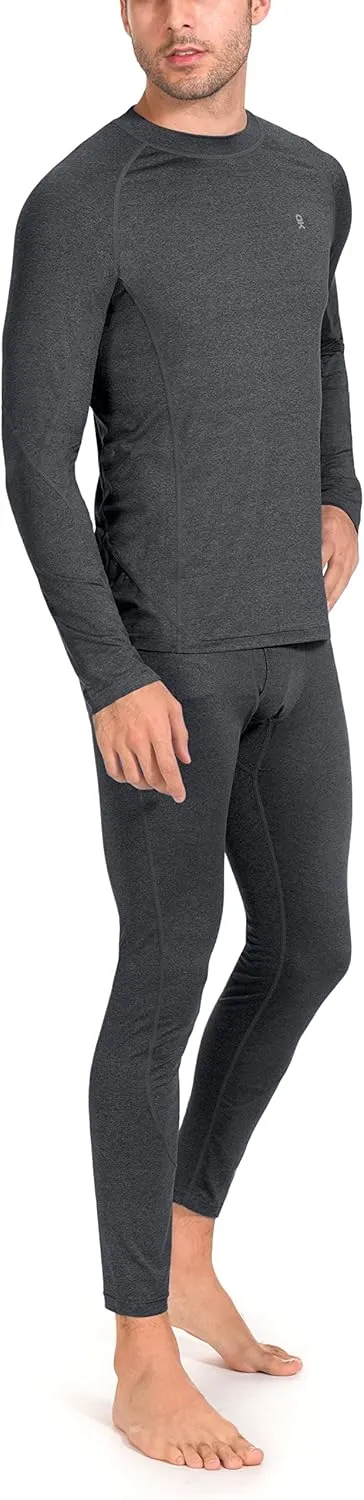 Little Donkey Andy Men's Thermal Underwear Set Performance Base Layer Wicking Active Long Johns Top & Bottom with Fly