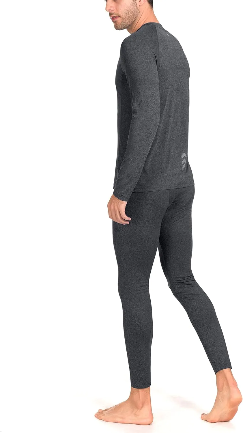 Little Donkey Andy Men's Thermal Underwear Set Performance Base Layer Wicking Active Long Johns Top & Bottom with Fly