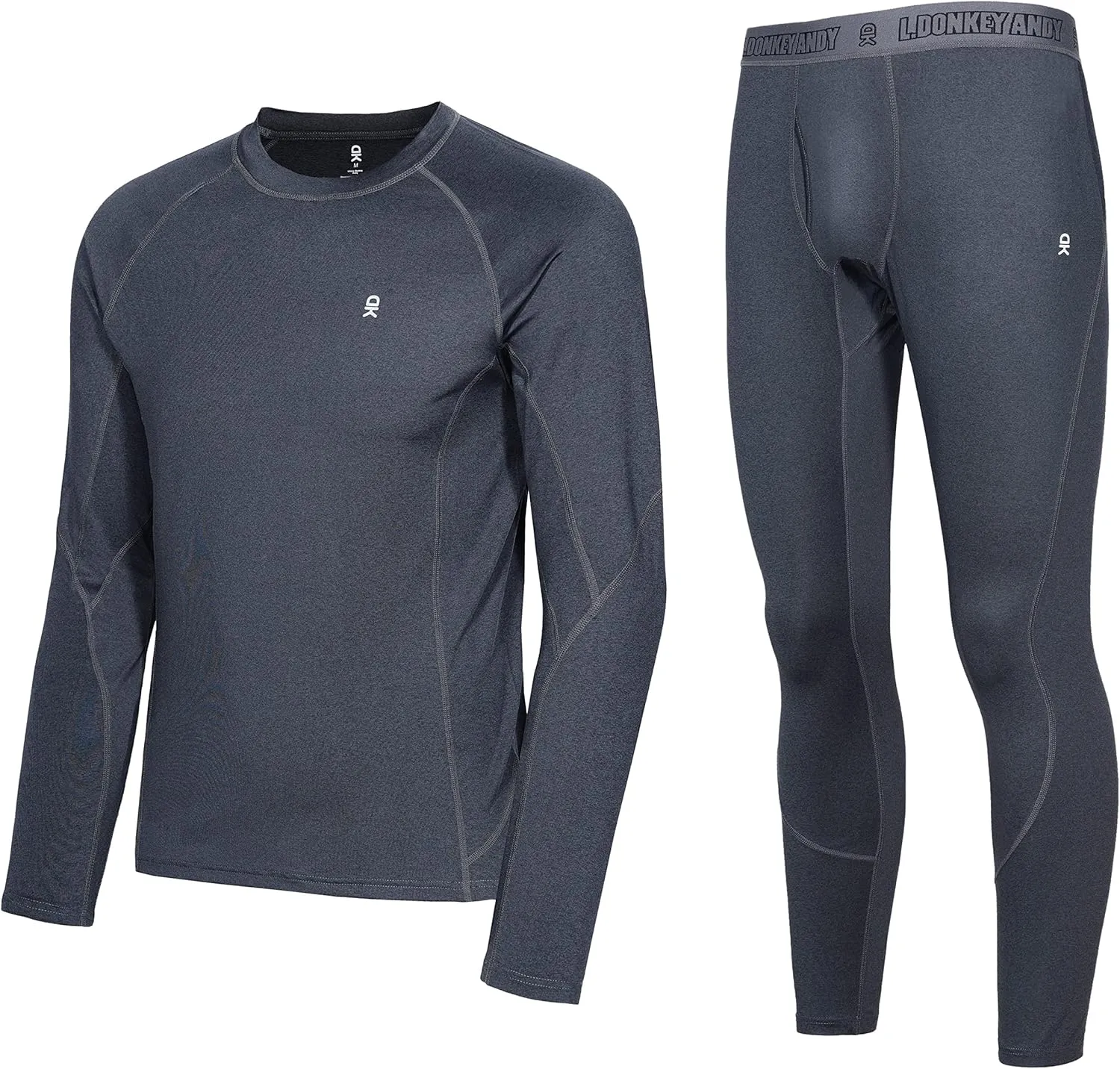 Little Donkey Andy Men's Thermal Underwear Set Performance Base Layer Wicking Active Long Johns Top & Bottom with Fly