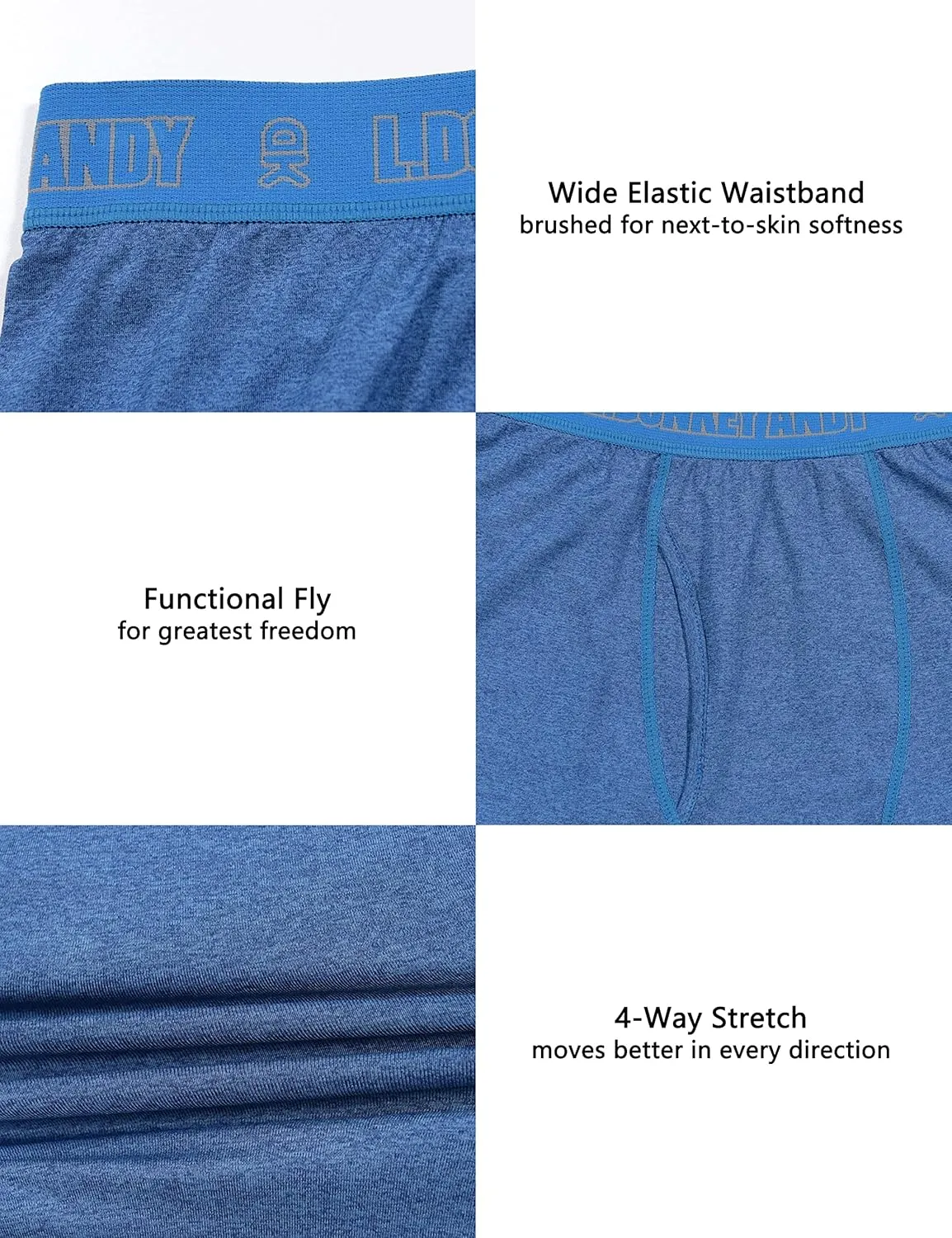 Little Donkey Andy Men's Thermal Underwear Set Performance Base Layer Wicking Active Long Johns Top & Bottom with Fly