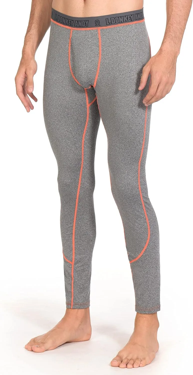 Little Donkey Andy Men's Thermal Underwear Set Performance Base Layer Wicking Active Long Johns Top & Bottom with Fly