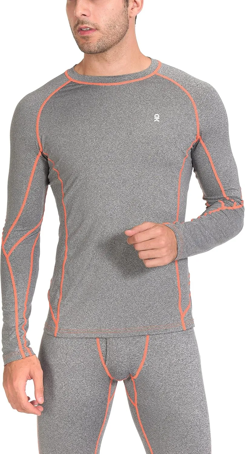 Little Donkey Andy Men's Thermal Underwear Set Performance Base Layer Wicking Active Long Johns Top & Bottom with Fly