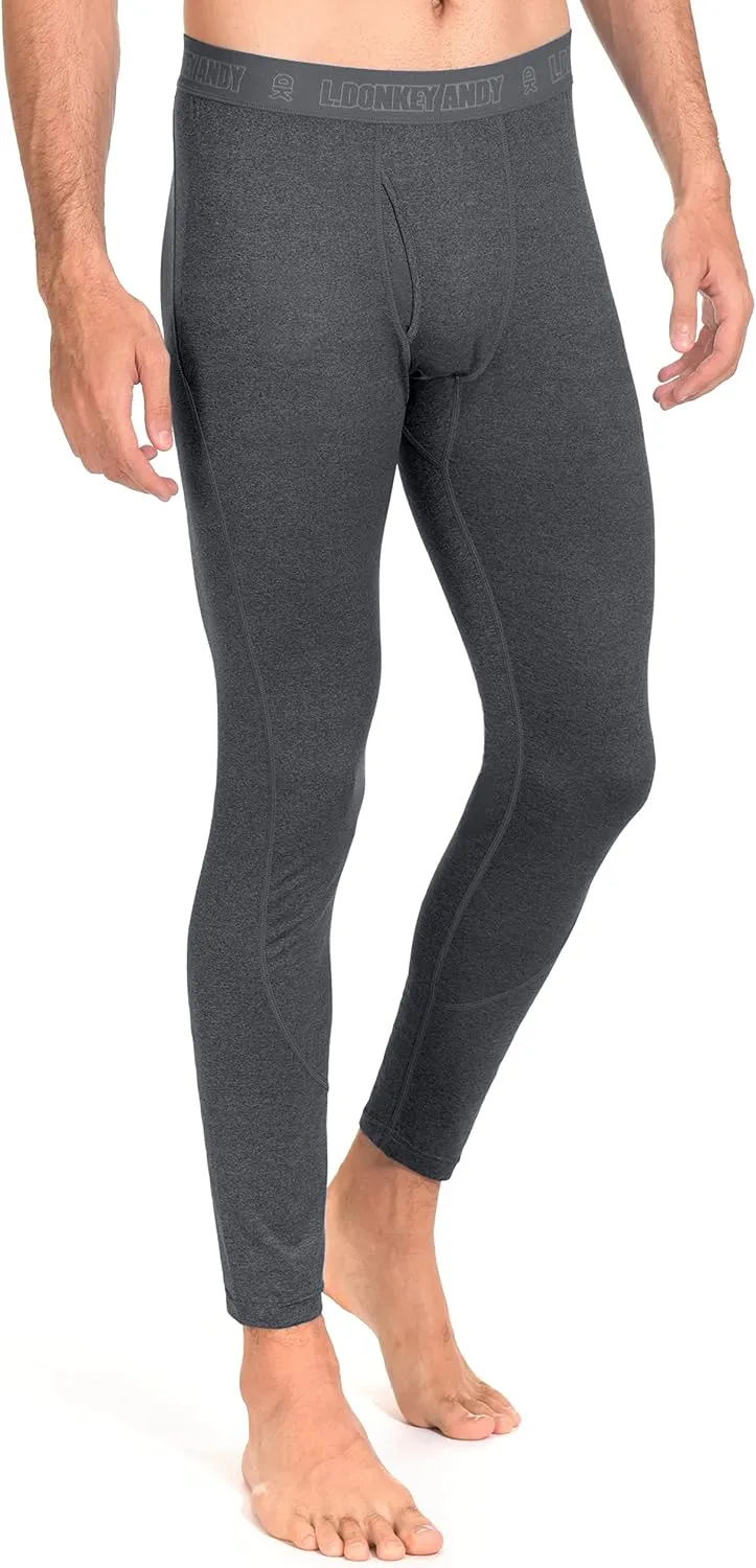 Little Donkey Andy Men's Thermal Underwear Set Performance Base Layer Wicking Active Long Johns Top & Bottom with Fly