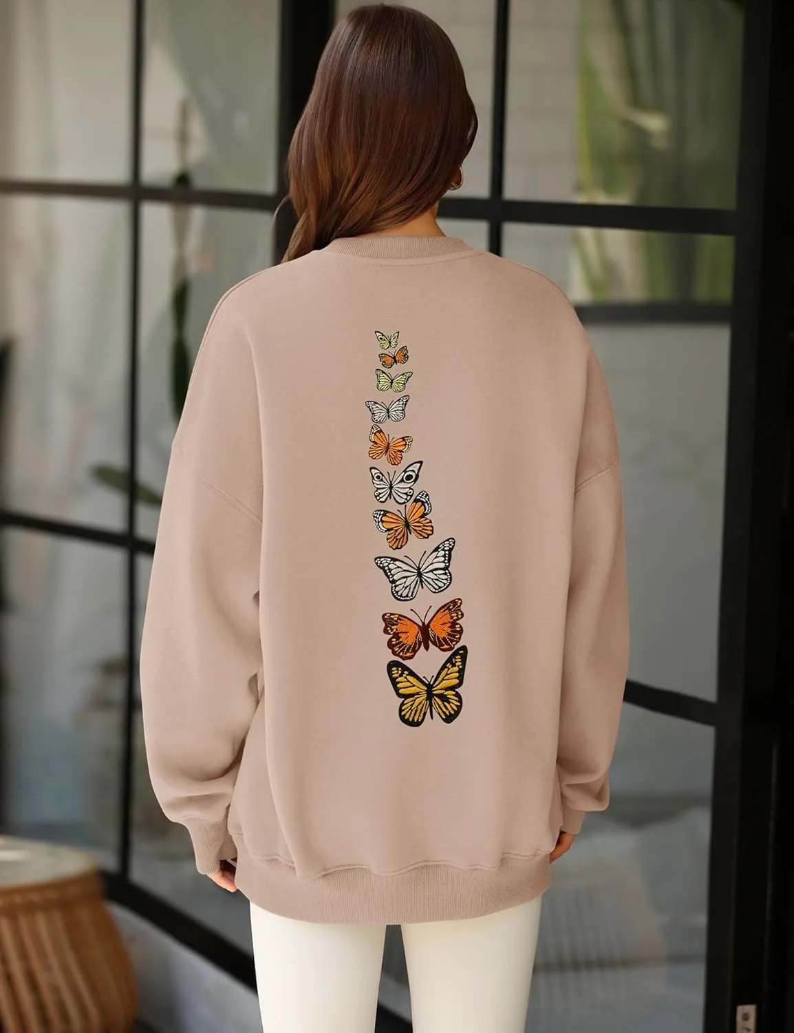 LOMON Oversized Sweatshirt for Women Crewneck Long Sleeve Casual Fleece Tops Graphic Hoodies Pullover Sweater