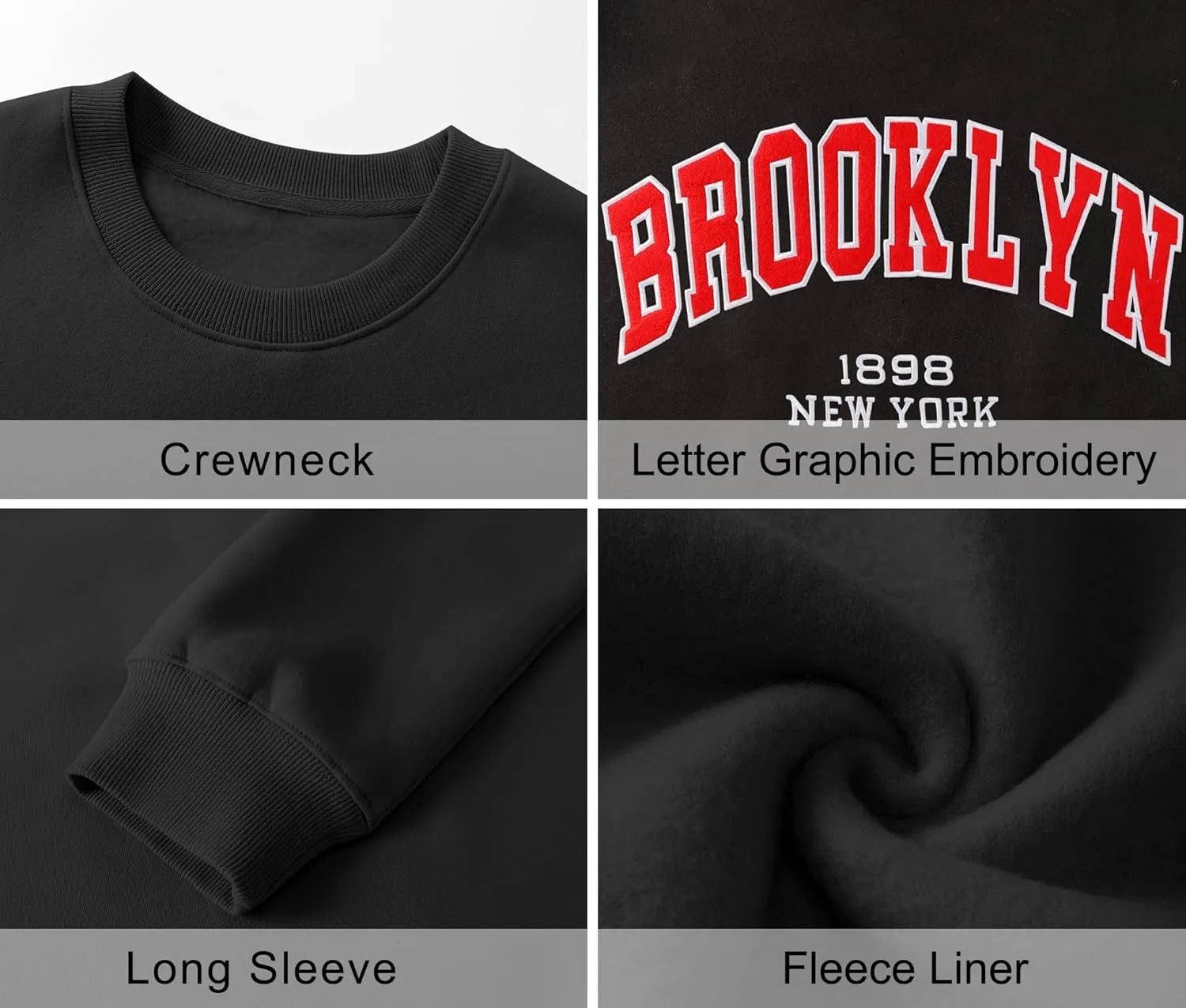 LOMON Oversized Sweatshirt for Women Crewneck Long Sleeve Casual Fleece Tops Graphic Hoodies Pullover Sweater