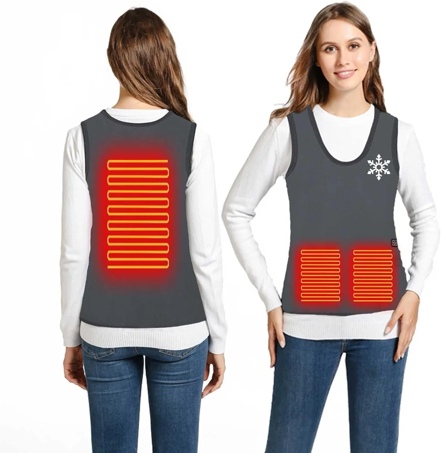 Men and Womens Heated Tank Tops Fall Winter Unisex Fleece Lining Warm Waistcoat 3-Heating Base Vest Undershirt Tops