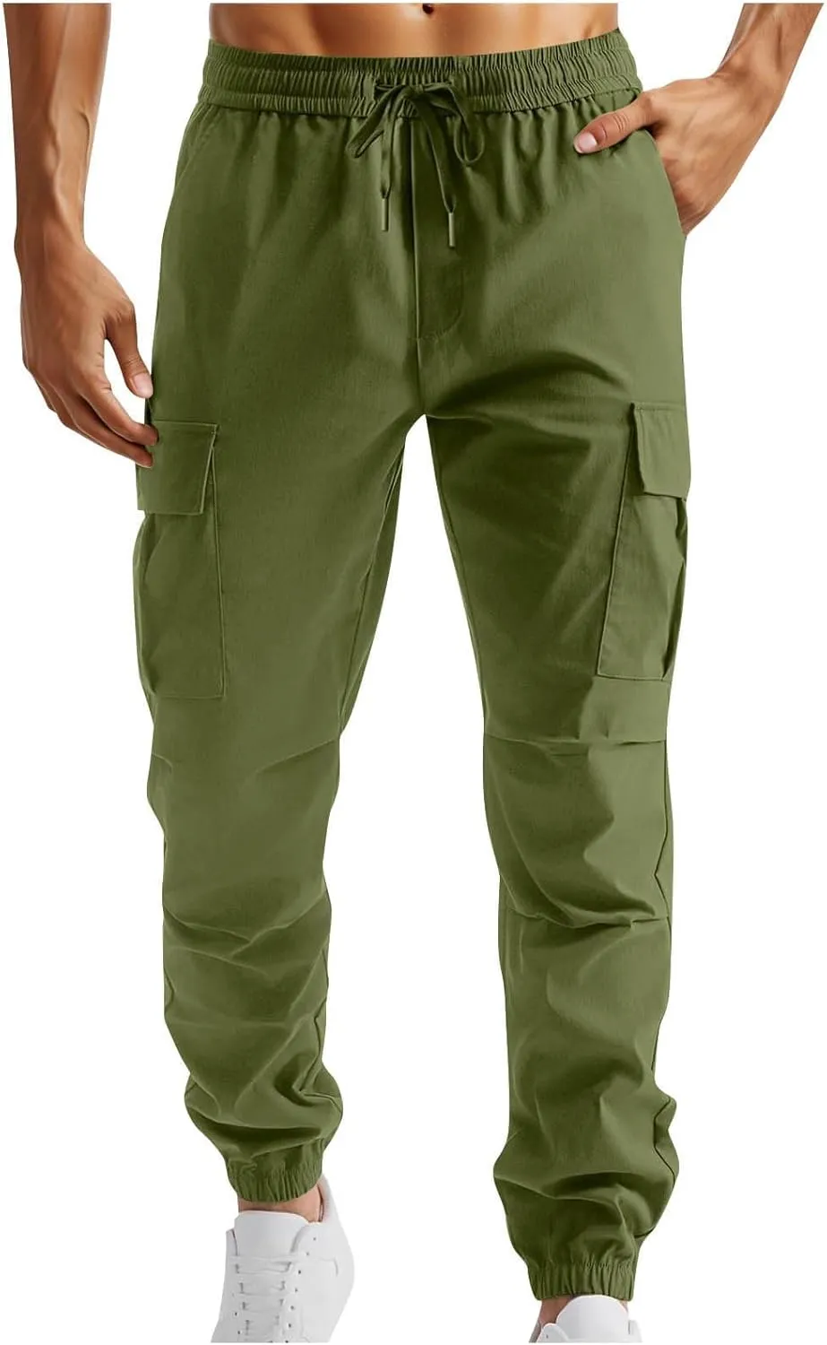 Men Joggers Pants with Pockets Slim Fit Baggy Chino Cinch Bottom Cargo Sweatpants Casual Workout Outdoor Sweat Pants